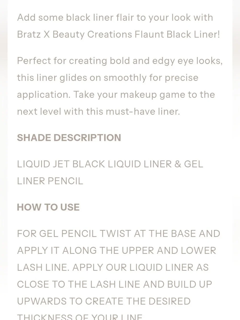 Beauty Creations color black